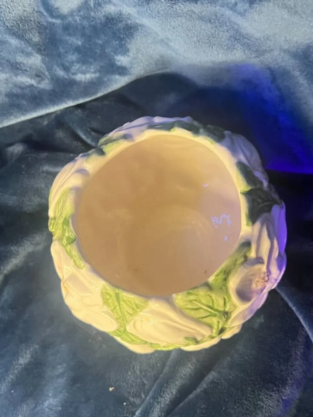 Vintage World Bazaar Ceramic Magnolia Planter/Bowl with Raised Floral Design